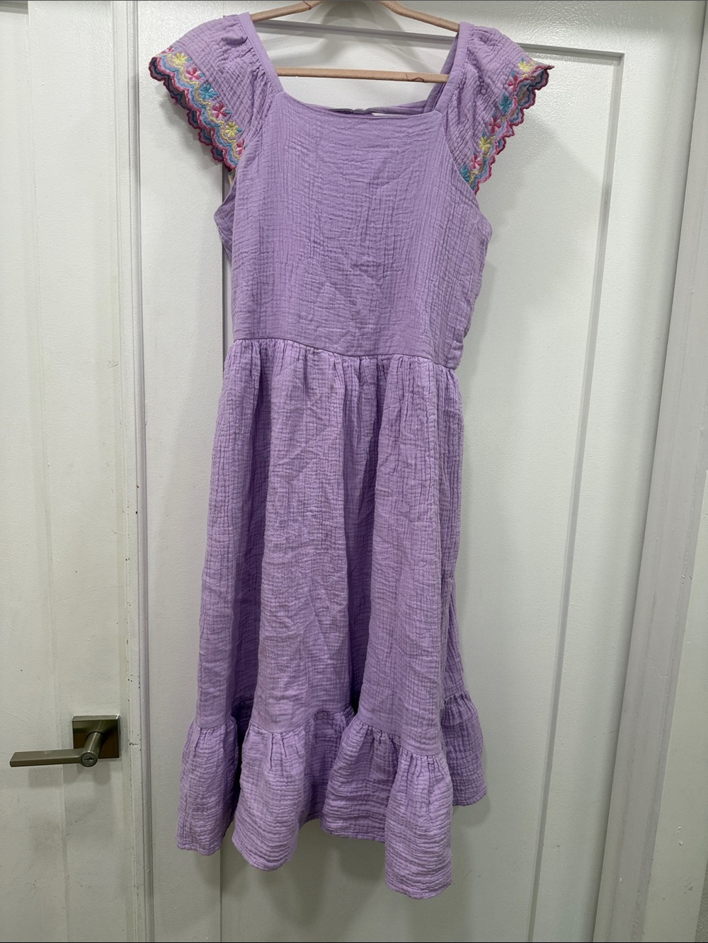 Girls' Lavender Ruffle-Sleeve Dress
